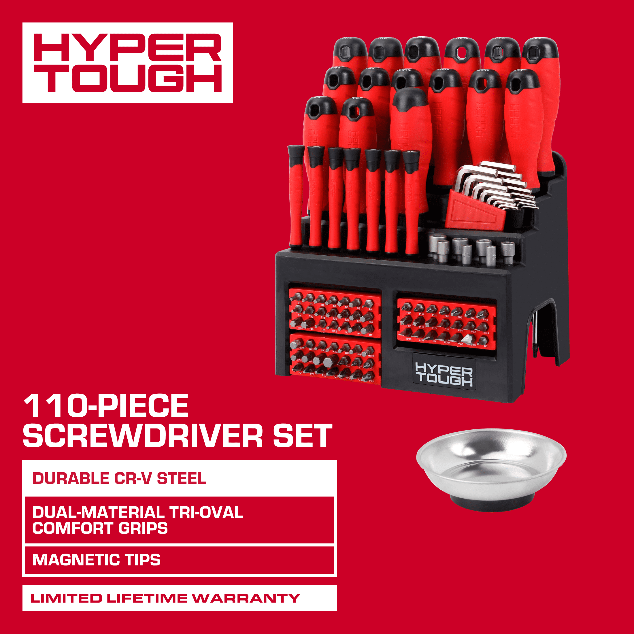 Hyper Tough 110-Piece Screwdriver Set with Storage Rack - Walmart.com