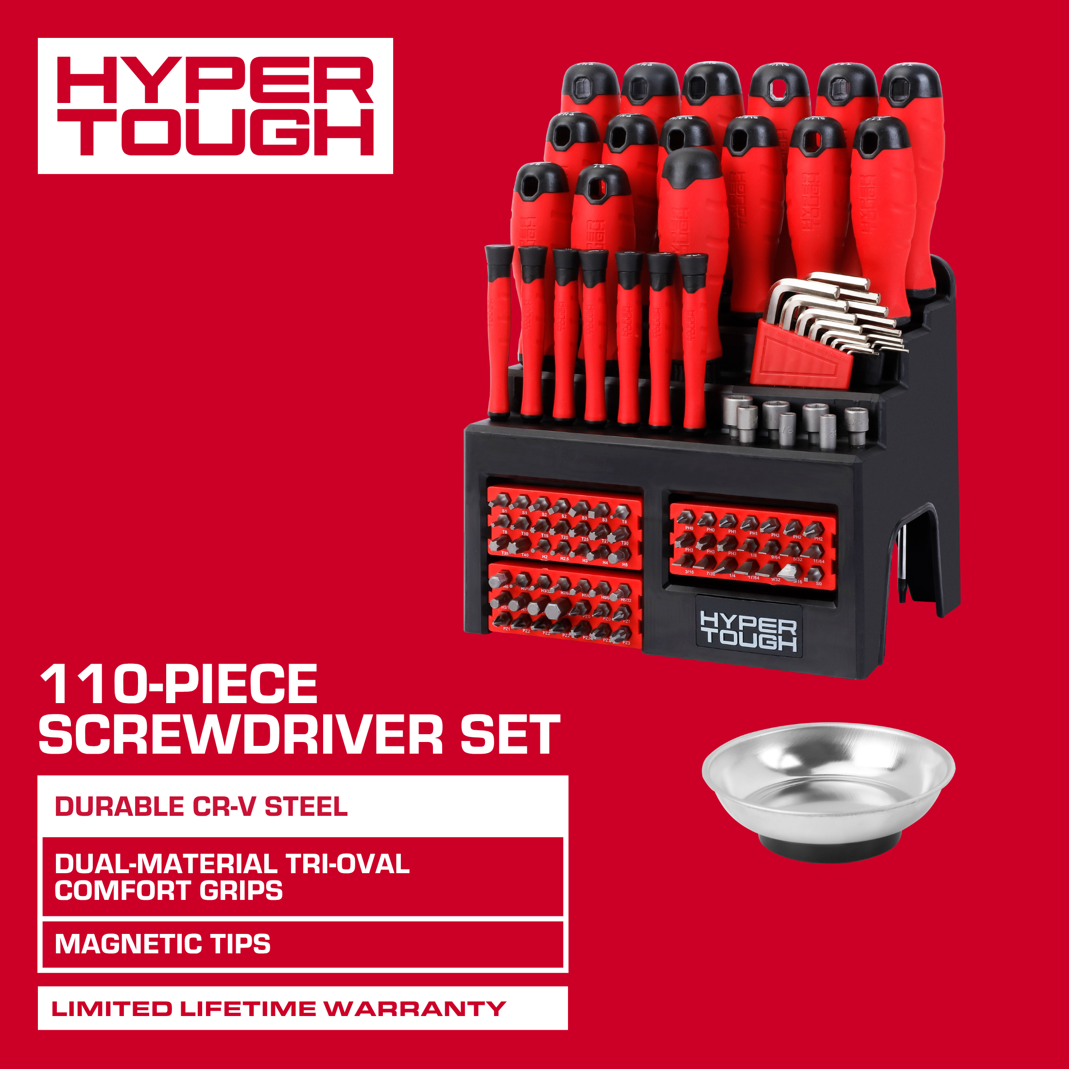 Hyper Tough 110-Piece Screwdriver Set with Storage Rack photo 3