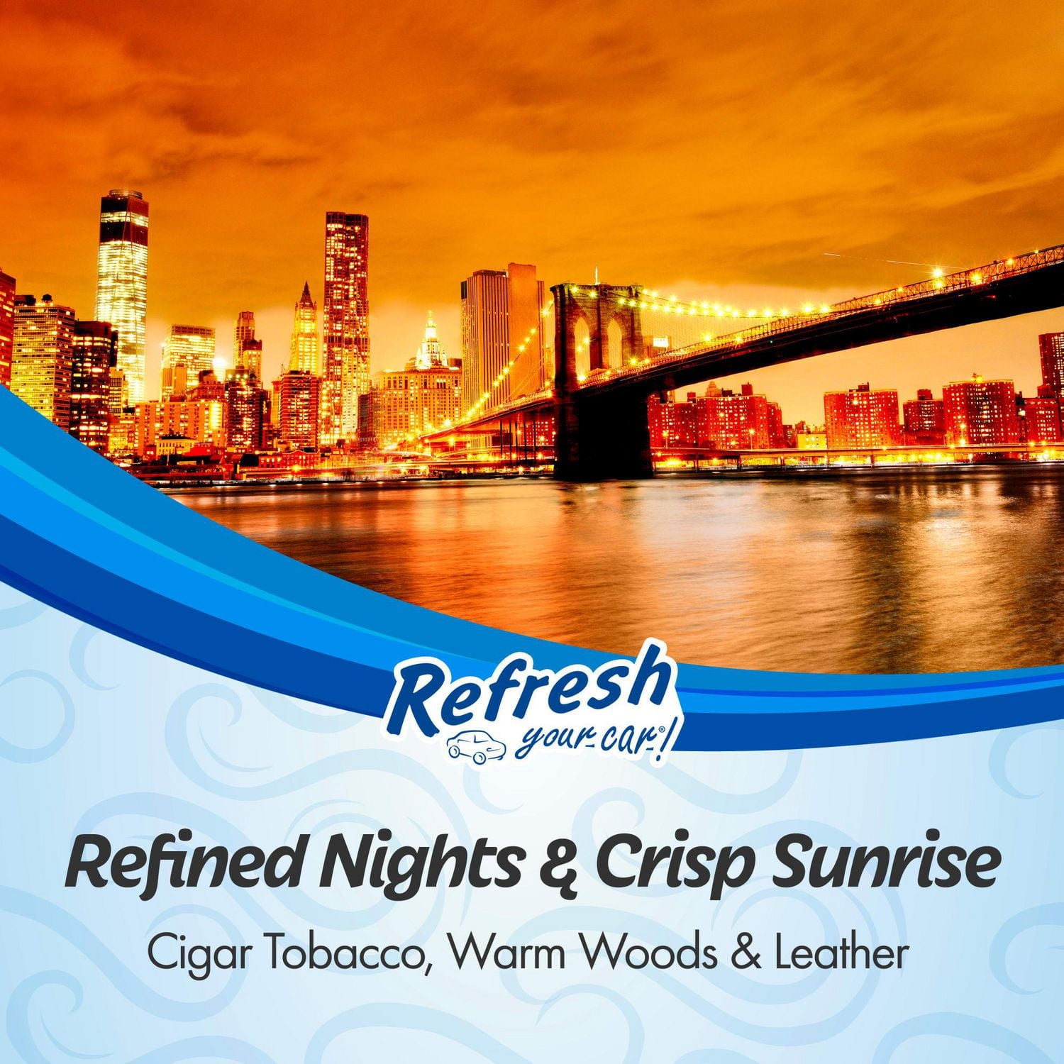 Assainisseur d’air Refresh Your Car! en bâtonnet en bâtonnet pour évent au parfum Nuits élégantes/Aube fraîche – 6 unités