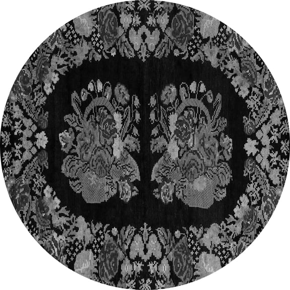 Ahgly Company Indoor Round Medallion Gray French Area Rugs, 4' Round