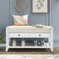 thumbnail image 2 of Shoe Rack with 2 Drawers, Wood Storage Bench with Cushioned Seat for Entryway Living Room and Bedroom, White, 2 of 7