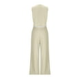 thumbnail image 3 of Women's 2 Piece Blazer Outfits Sleeveless V Neck Vest Waistcoat Wide Leg Pantsuit Office Dressy Casual Work Sets, M, 3 of 7