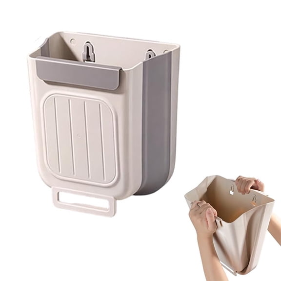 Kitchen Hanging Trash Can, Foldable Cabinet Door Waste Bin, Collapsible Garbage Can for Food Scraps, Countertop & Under Sink, 6L/11L (Gray, 6L)