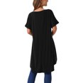 thumbnail image 3 of INSPIRE CHIC Women's Short Sleeve High Low Tops Waist Knot Asymmetrical Top V Neck Dressy Casual Blouse M Black, 3 of 6