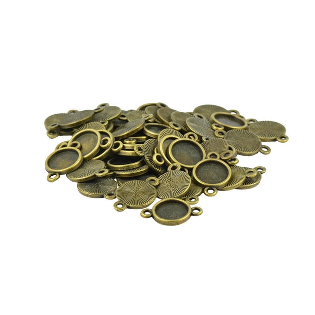 Yinanstore 50Pcs Bronze Rond Cabochon Réglage Connecteur Plateau 2 Boucle - Bronze Vintage, 10mm