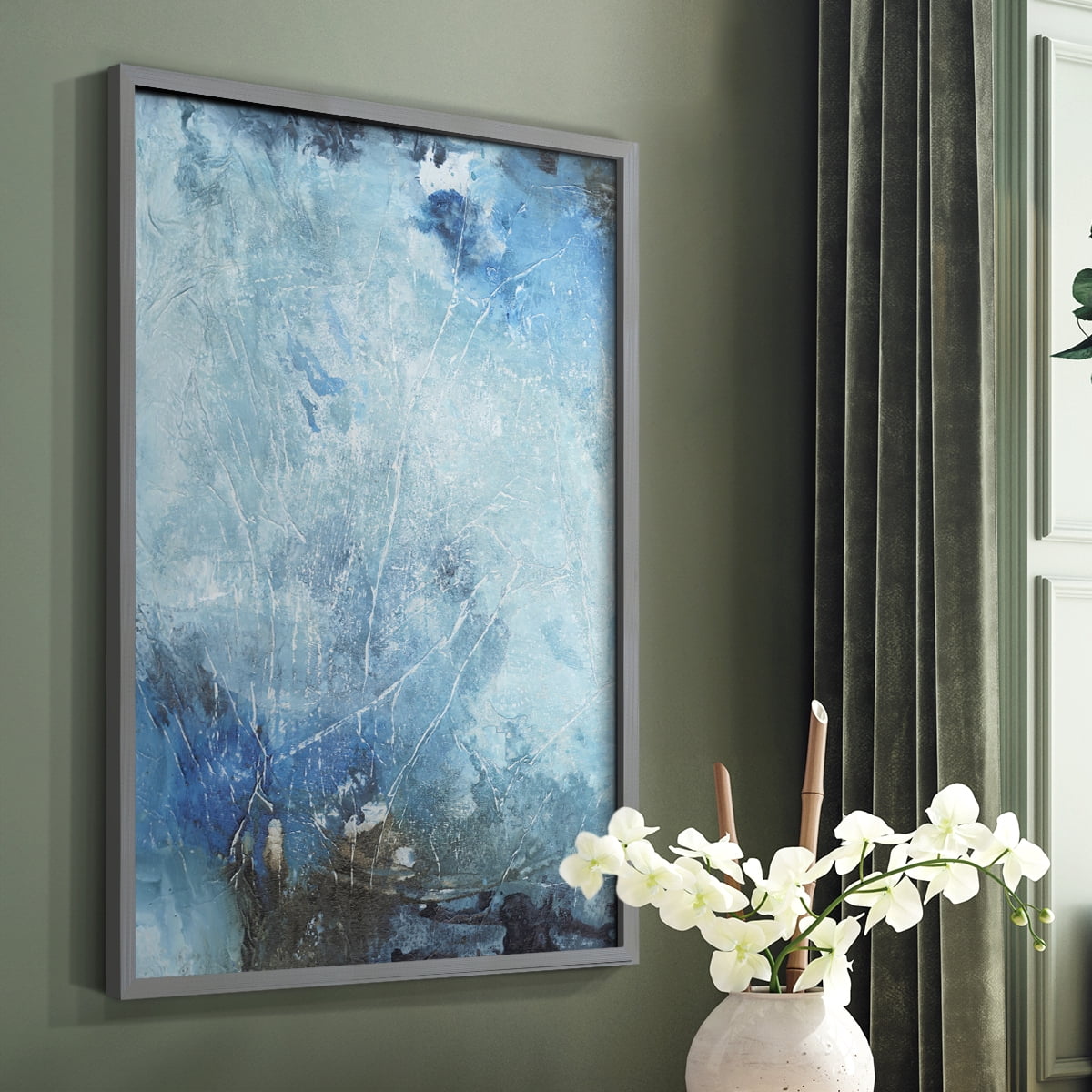 Coastal Seas III Framed Print in Gray Solid Wood Framed Print No Nail Hanging