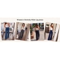 thumbnail image 6 of Sundazz Women's Stretchy Wide Leg Jeans Elastic Waist Knit Denim Pants with Seamed Front, 6 of 7