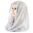 thumbnail image 3 of Yvsxxv White Sequin Head Wrap Bandana, Sparkly Fashion Hair Scarf, 16.54*17.72inch, 3 of 7