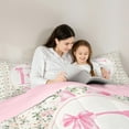 thumbnail image 5 of Castle Fairy Teens Boys Girls Bowknot Personalized Initial E 3-Piece Full Size Comforter Sets,Chic Flower Rose Bedding Comforter Set,Dreamy Princess Lightweight Bedding Sets, 5 of 8