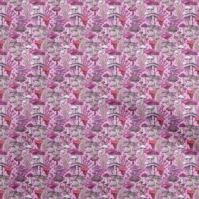 oneOone Tissu Rose en Polyester Spandex Matière de Robe Champignon Tissu Imprimé Tissu au Mètre 56 Pouces de Large