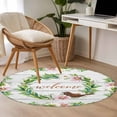 thumbnail image 4 of Small Round Rug 3Ft Washable Non-Slip, Spring Botanical Circle Area Rugs for Living Room Bedroom, Garden Birds Floral Leaves Gray Woodn Indoor Floor Mats Carpet Runner for Home Decor, 4 of 8