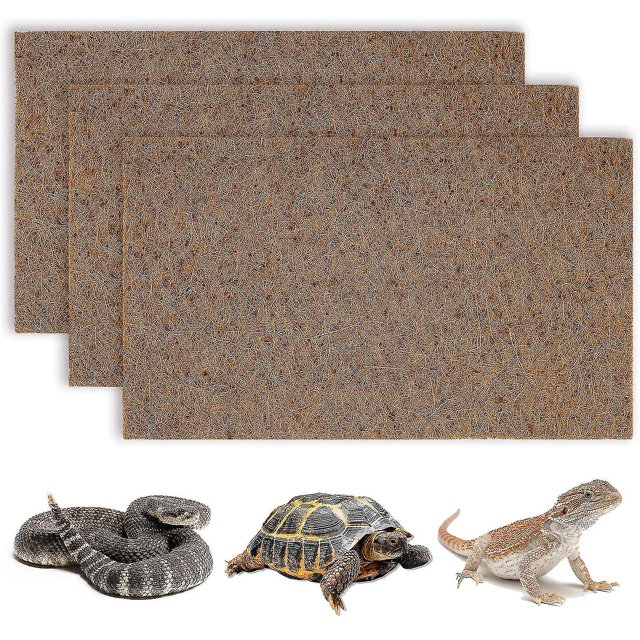 Reptile Mat Natural Coconut Fiber Turtle Lizard Rug, 3 Pieces Pet Terrarium Liner, Suitable For Gecko Chameleon Snake Lizard Turtle Bedding Mat Reptil
