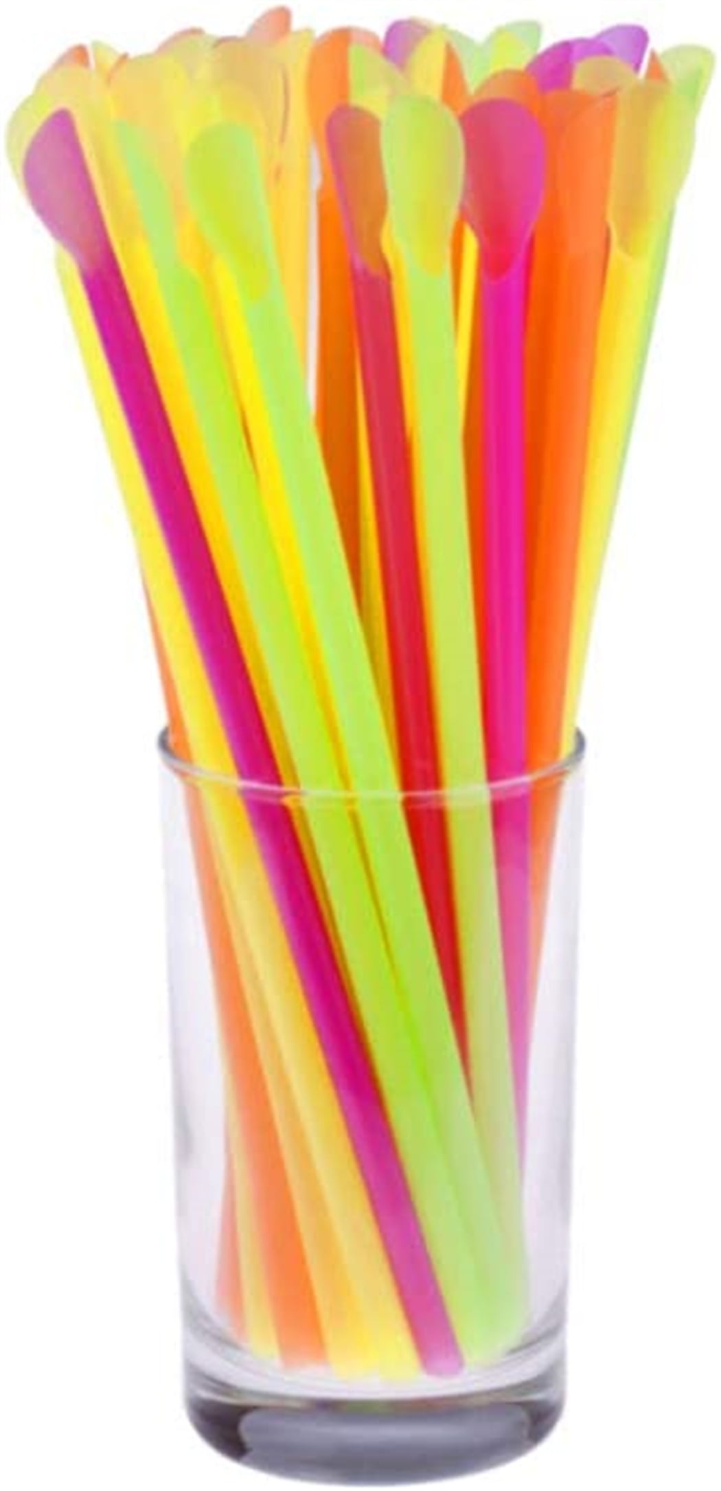 200 Pcs Disposable Spoon Straws, Happon Dual Use Drinking Spoon Straw