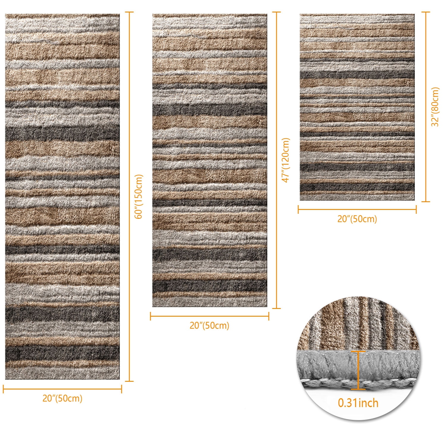 3 Piece Kitchen Rug Set, Non-Slip And Washable, Abstract Pattern Kitchen Hallway Rug, Soft And Comfortable, Suitable For Sinks, Floors, Entrances, Hallways and Bathrooms