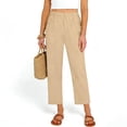 thumbnail image 7 of Women's Cotton Linen Capri Pants Summer Lightweight Elastic Waist Work Pant Ankle Cropped Trousers with Pockets 2026 Khaki XXL, 7 of 7