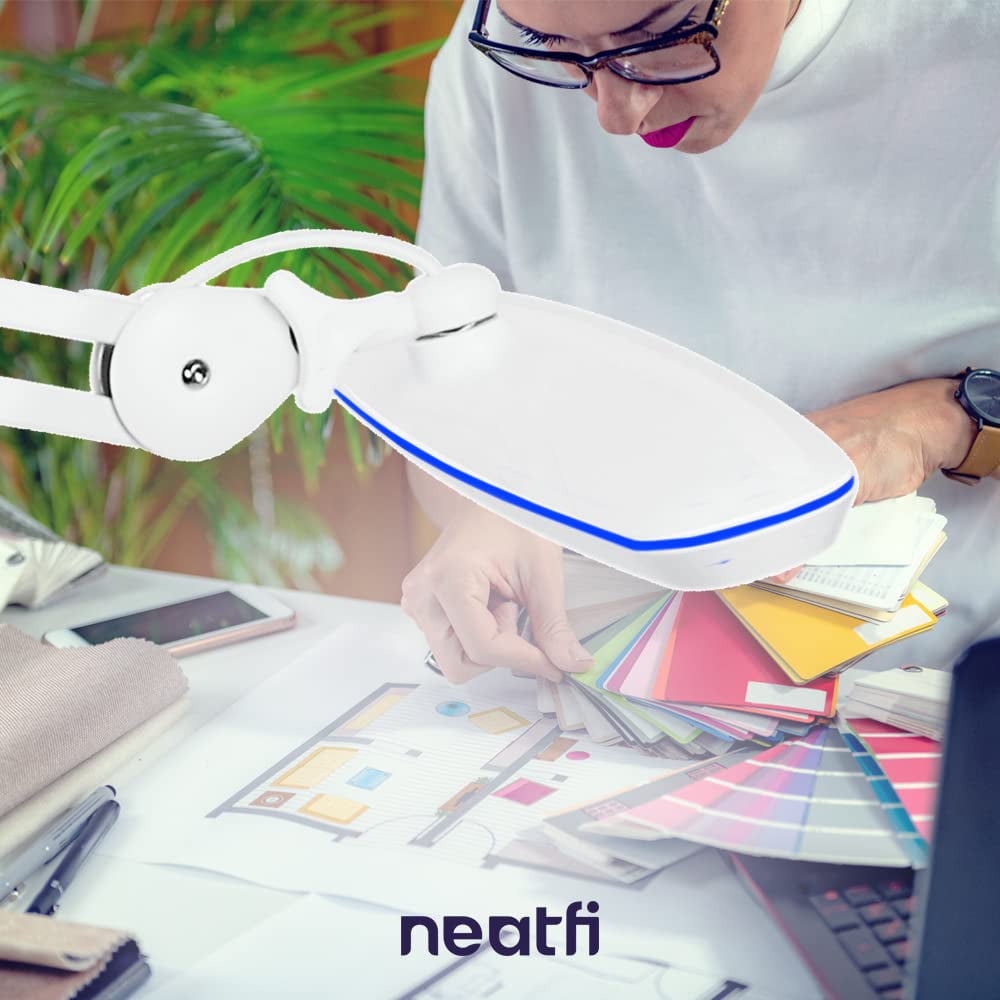 Neatfi Professional LED Task Lamp with Clamp, 2200 Lumens, 23-Inch Wide Head, Dimmable Work Light for Office, Study, Crafting & Nail Techs, White