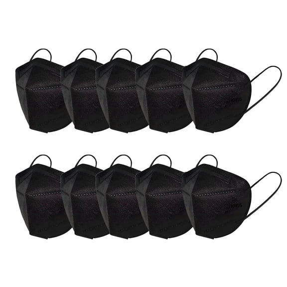TELOLY 10Pcs KN95 Face Masks,Fish-Shaped Design Face Masks,Breathable Material Surgical Masks,Black