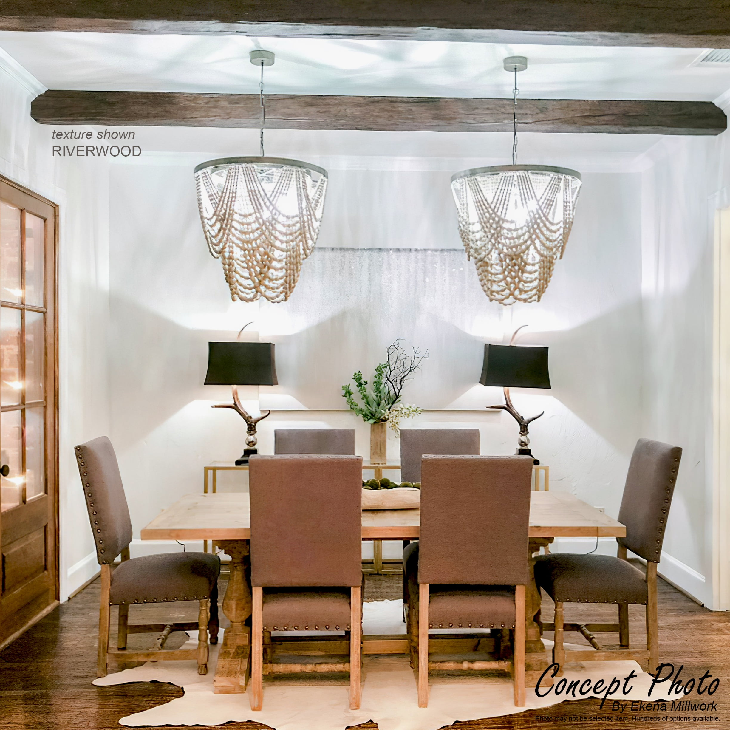Ekena Millwork 12"W x 10"H x 16'L 3-Sided (U-beam) Riverwood Endurathane Faux Wood Ceiling Beam, Burnished Honey Dew