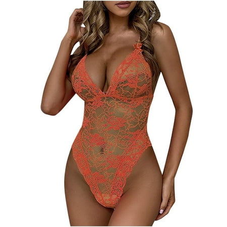 

Crotchless Lingerie for Women 2 Piece Lace Teddy Babydoll Bodysuit Spitzen-Body mit tiefem V-Teddy-Mini-Babydoll Bra and Panty Lingerie Set Push Up One Piece Lingerie Deep V Teddy Babydoll