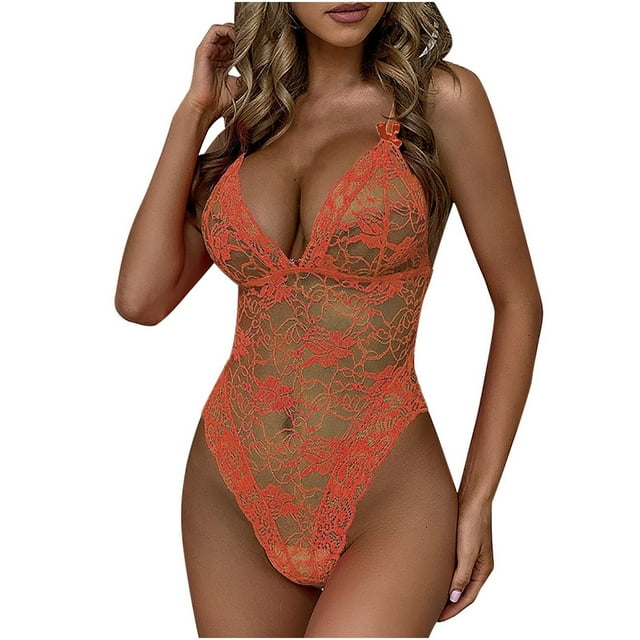 Body de pijama de lencería sexy de una pieza con lazo de encaje de flores sexy para mujer Fridja nalpqowj11686