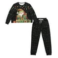 thumbnail image 2 of Tutolipy Christmas Pajamas for Women Santa Claus Printed Sleepwear Crewneck Loungewear with Pockets Snowflake Printed Pjs Set for Home, S, 2 of 6