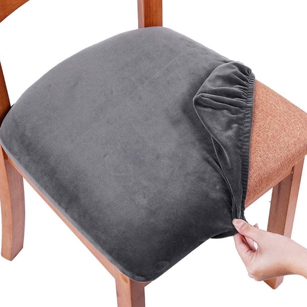 Juego de 4 fundas universales para sillas de comedor Injueey elásticas impermeables terciopelo azul