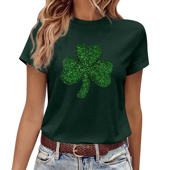 Kcolen St Patricks Day Shirt Women Shamrock Graphic St. Patrick's Day T-Shirt Womens Plus Size Cotton Short Sleeve Blouse Women Graphic Tees