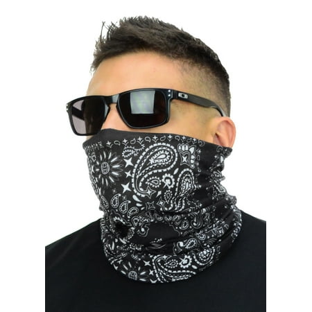 Nady Classic Tube - Multi Functional Tube Bandana | Classic Paisley Bandana Pattern - Black/White Paisley CA4225