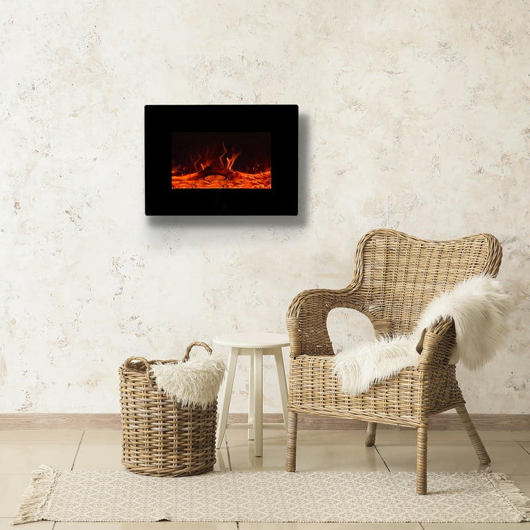 FLAMEu0026SHADE Small Wall Mounted or Freestanding Electric Fireplace Heater  with Remote, 22 inch - Walmart.com