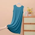 thumbnail image 5 of Amvlyk Nightgowns for Women Modal Nightgown Pleated Front Sleepshirt Mid-Length Sleeveless Nightshirt Solid Color Round-Neck Nightdress Loose Loungewear Casual Sleepwear House Dress Home Wear Pajamas, 5 of 6