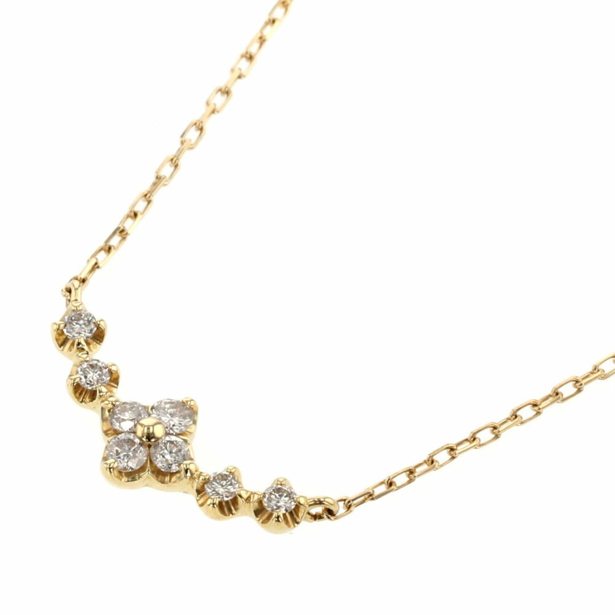 Authenticated Used Kumikyoku Necklace Design Diamond 8P K18 Yellow Gold  Ladies Suite