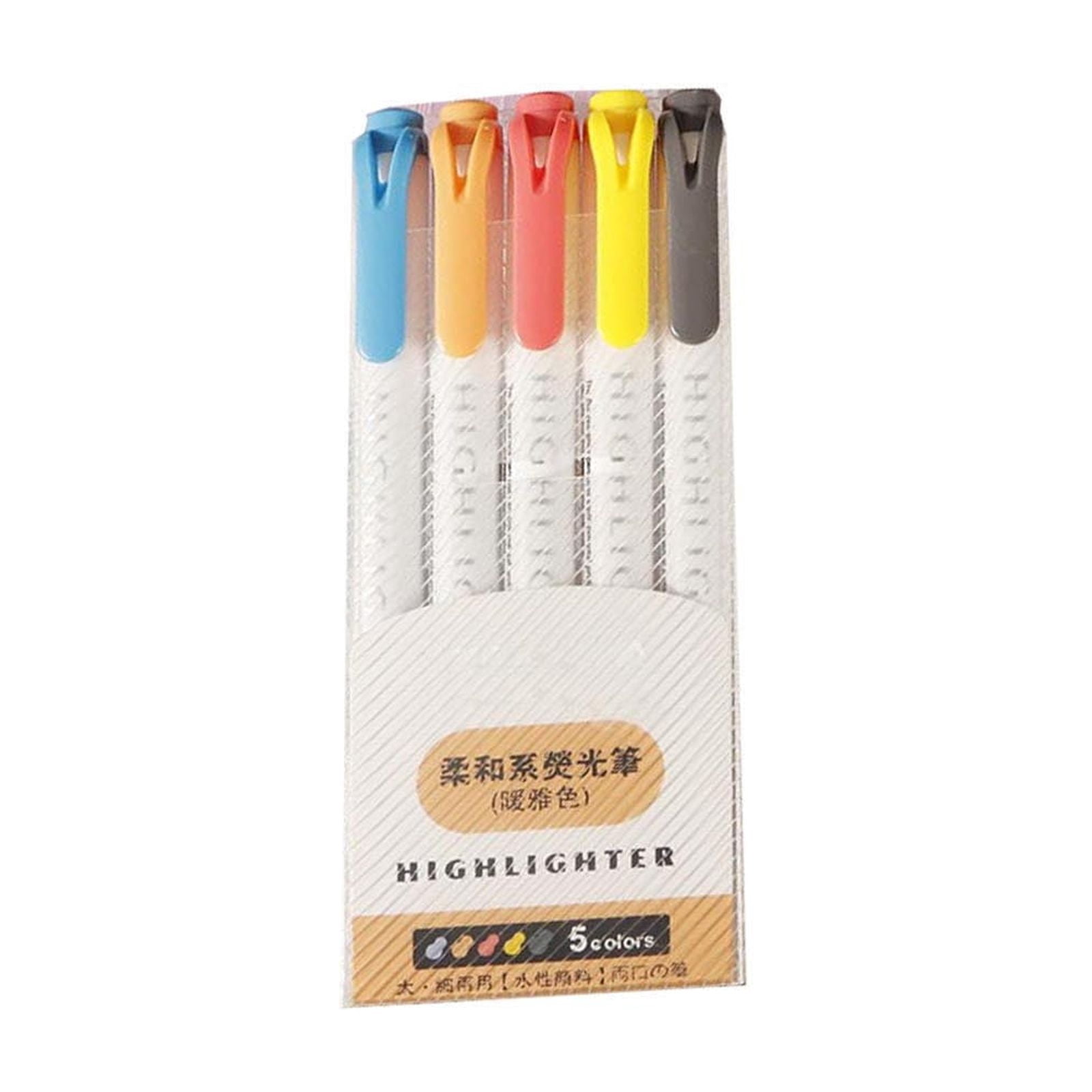 Iuhan 7Pcs Double-Ended Highlighter Pens, 5-Color Highlighters, Non-Bleed Markers for Notes, Teen Study Supplies, Study Stationery, Office Highlighting Pens, Notebook Planner Pens