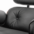 thumbnail image 4 of Cottinch Mid Century Chaise Lounge Chair and Ottoman, Modern Accent Chair Upholstered Swivel Armchair for Living Room Office, Top Grain Leather, Wood Frame, Meatal Base, Dark Rosewood Black, 4 of 11