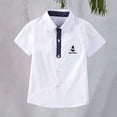 thumbnail image 2 of EnJoCho Boys Easter Dress Shirt Short Sleeve Cotton Embroidery Top Kids 3-14Y Spring Celebration Church Outfit, 2 of 8