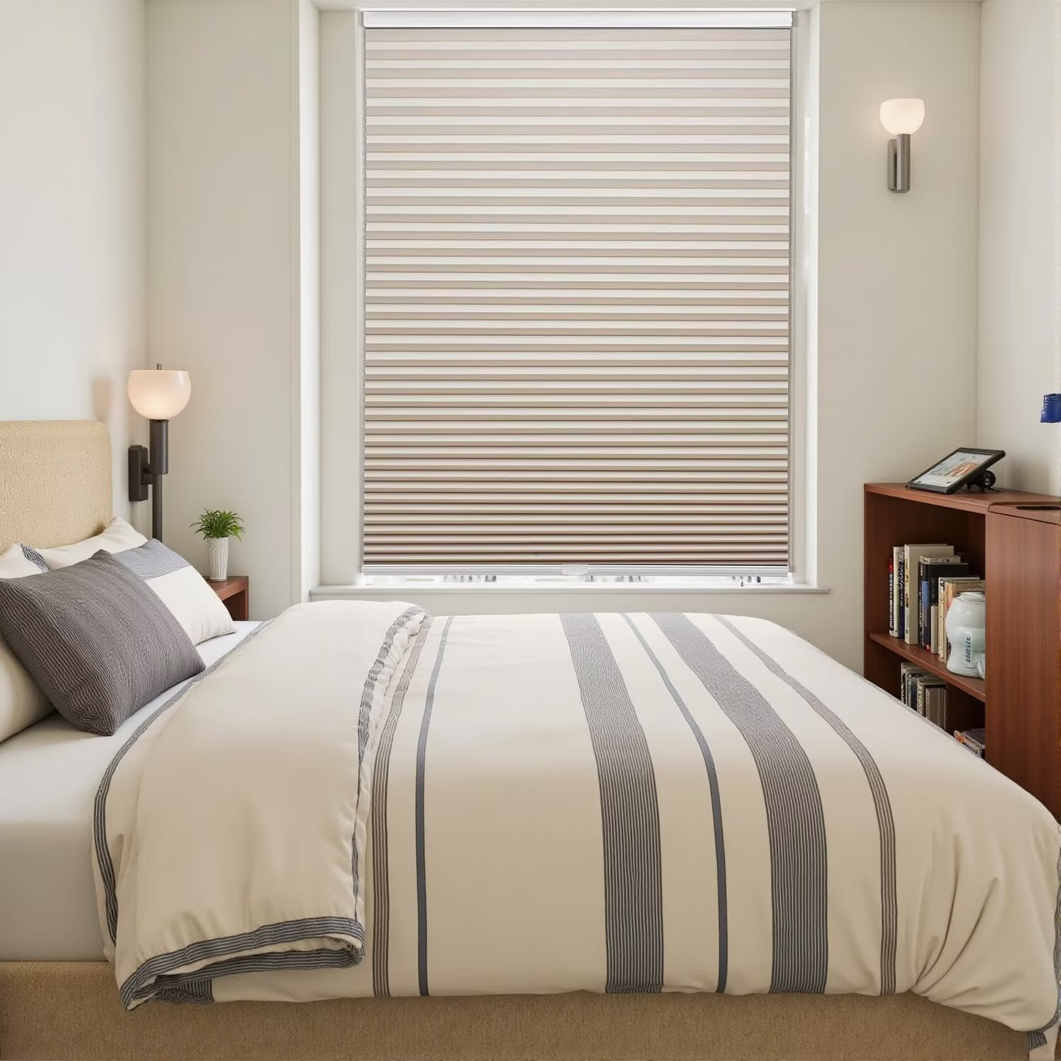 MYshade Cordless Beige-29"W*72"H Blackout Cellular Shades 1.5 inch Honeycomb Blinds for Indoor Windows Insulated Noise Reducing Window Shades & Blinds for Home