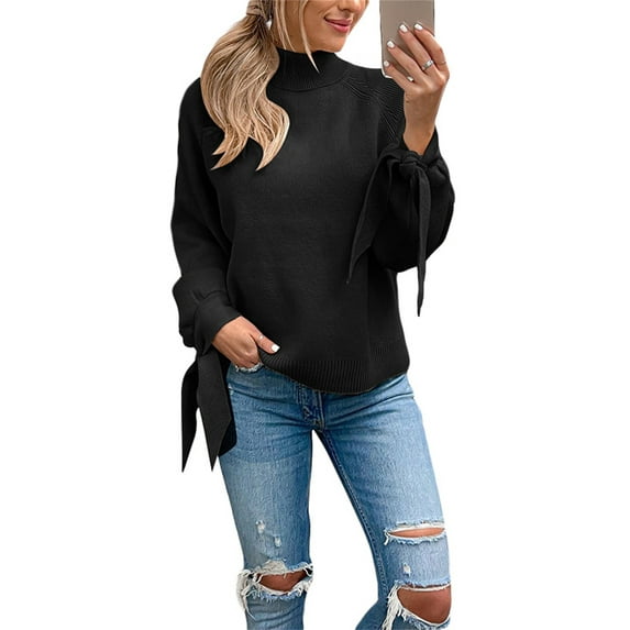 hirigin Women Knit Turtleneck Sweater Casual Loose Solid Color Long Sleeves Pullover Knitwear Tops Streetwear