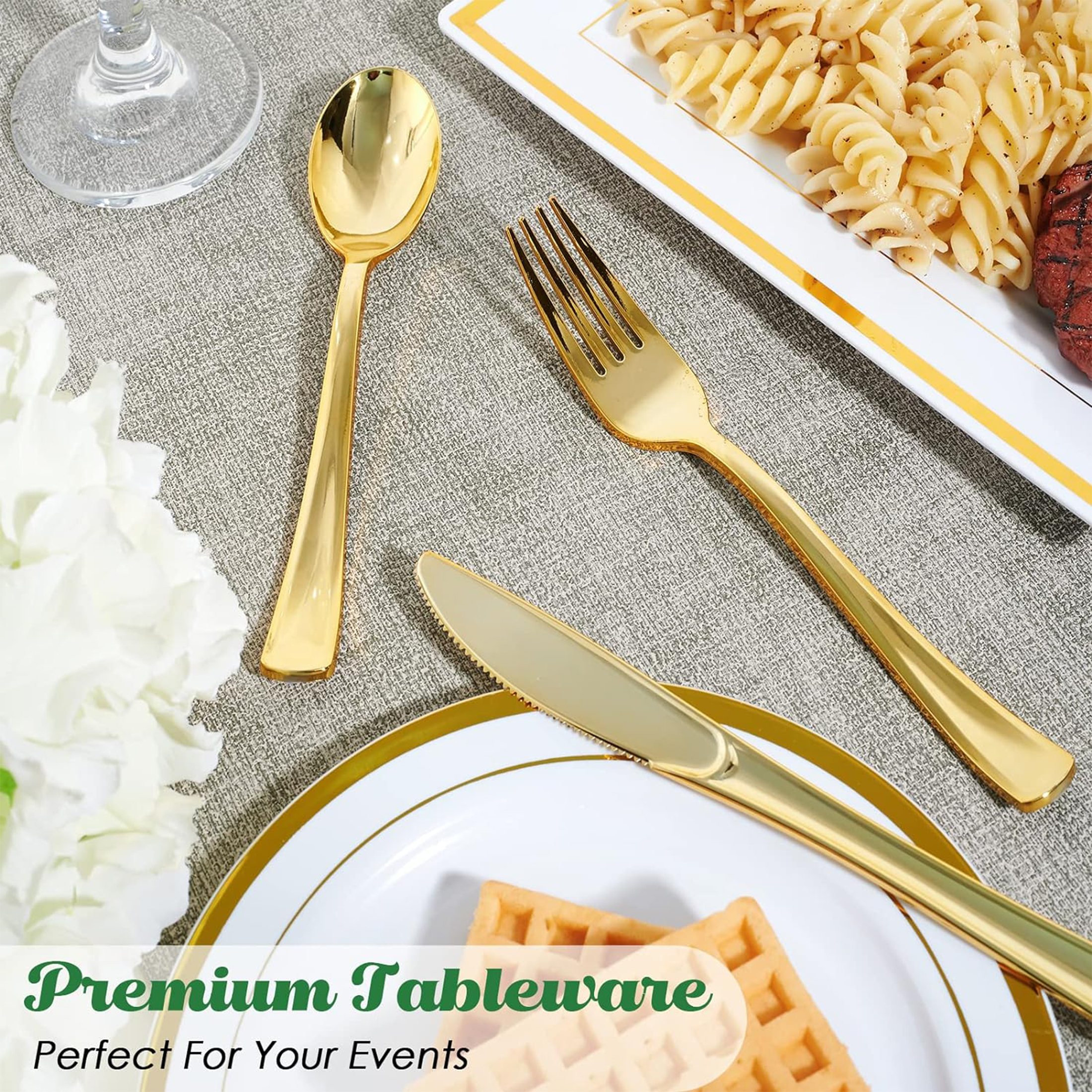 Jolly Chef Gold Plastic Silverware Set, 150-Piece photo 7