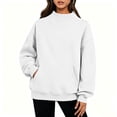 thumbnail image 2 of Xaqiouau Womens Oversized Sweatshirts Mock Neck Pullover Long Sleeve Tops Fall Winter Soft Cozy Crewneck Sweatshirt Top with Pockets, 2 of 8