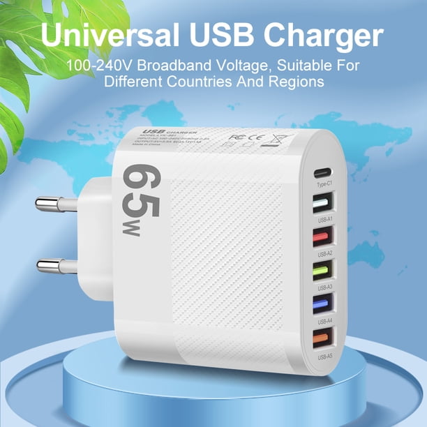 Cargadores De Teléfonos Móviles Adaptador de carga para teléfono móvil de 65W Ligero 5V/3.5A para iPhone 14 13 12 Huawei Sywqhk Para estrenar