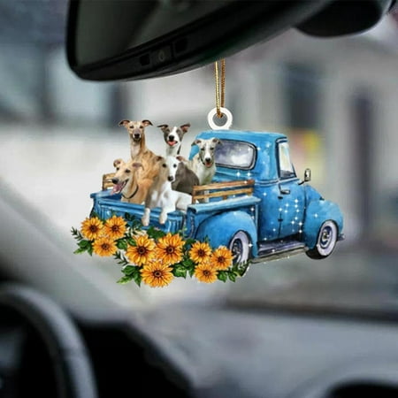

Christmas Gifts For Women Car Dog Sunflower Truck Car Rearview Mirror Pendant Creative Pendant Decoration Love Gifts for Her Girlfriend Wife Mom Grandma