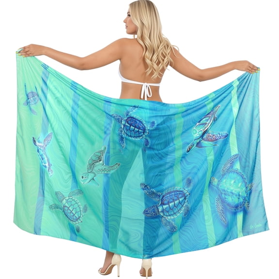 HAPPY BAY Women's Sarong Bikini Skirt Swimsuit Cover up Summer Wraps Bathing suit Swimwear Beach Wrap Skirts for Women One Size Graphical Turtles, Blue