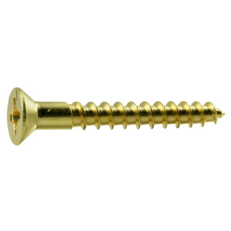 

#10 x 1-1/2 Brass Phillips Flat Head Wood Screws