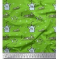 thumbnail image 1 of Soimoi Green Cotton Voile Fabric Windmill & Watering Can Garden Accessories Print Fabric by the Yard 56 Inch Wide, 1 of 3