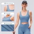 thumbnail image 3 of Womens Reversible Sports Bra Padded Crop Tank Tops Workout Yoga Bra with Removable Pads - Blue-blue-8/L, 3 of 5