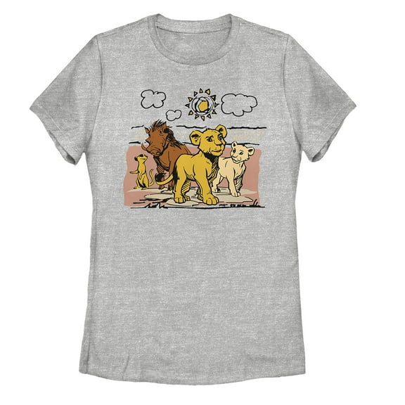 Women's Lion King Best Friends Cartoon Graphic Tee Athletic Heather Large