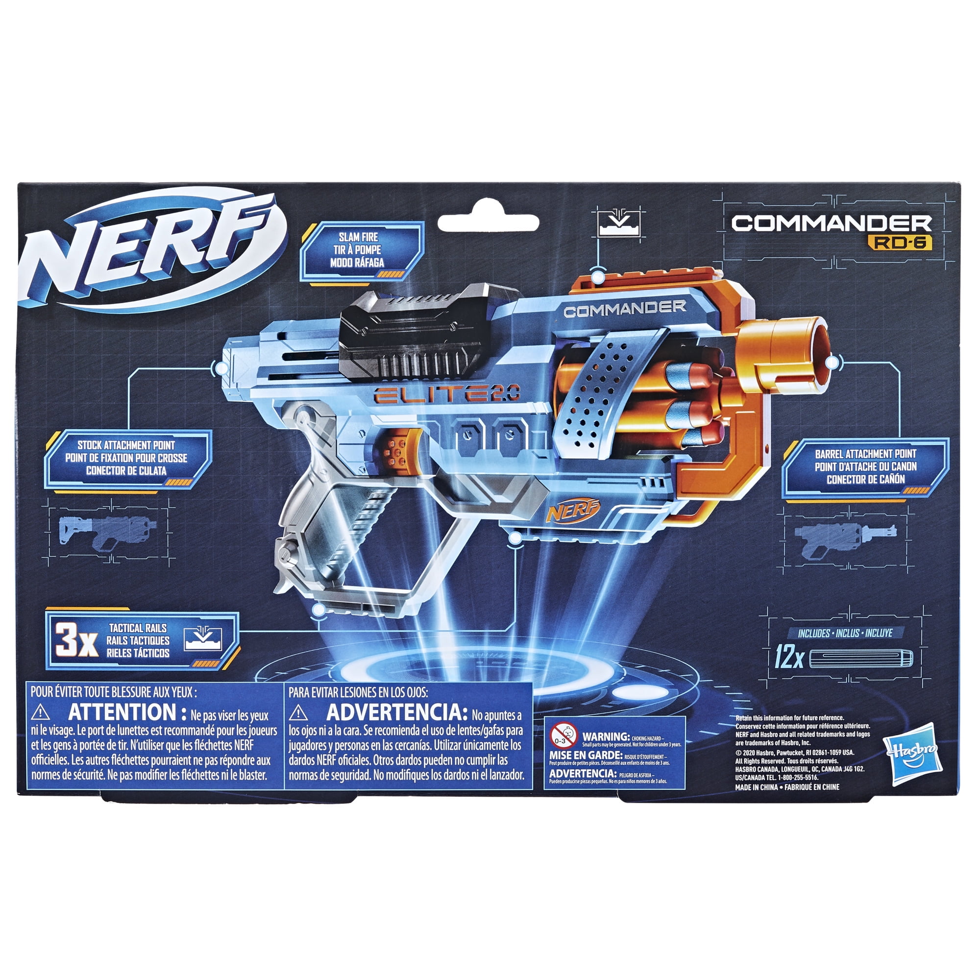 Nerf Elite 2.0 Commander Com Tambor Giratório Para 6 Dardos