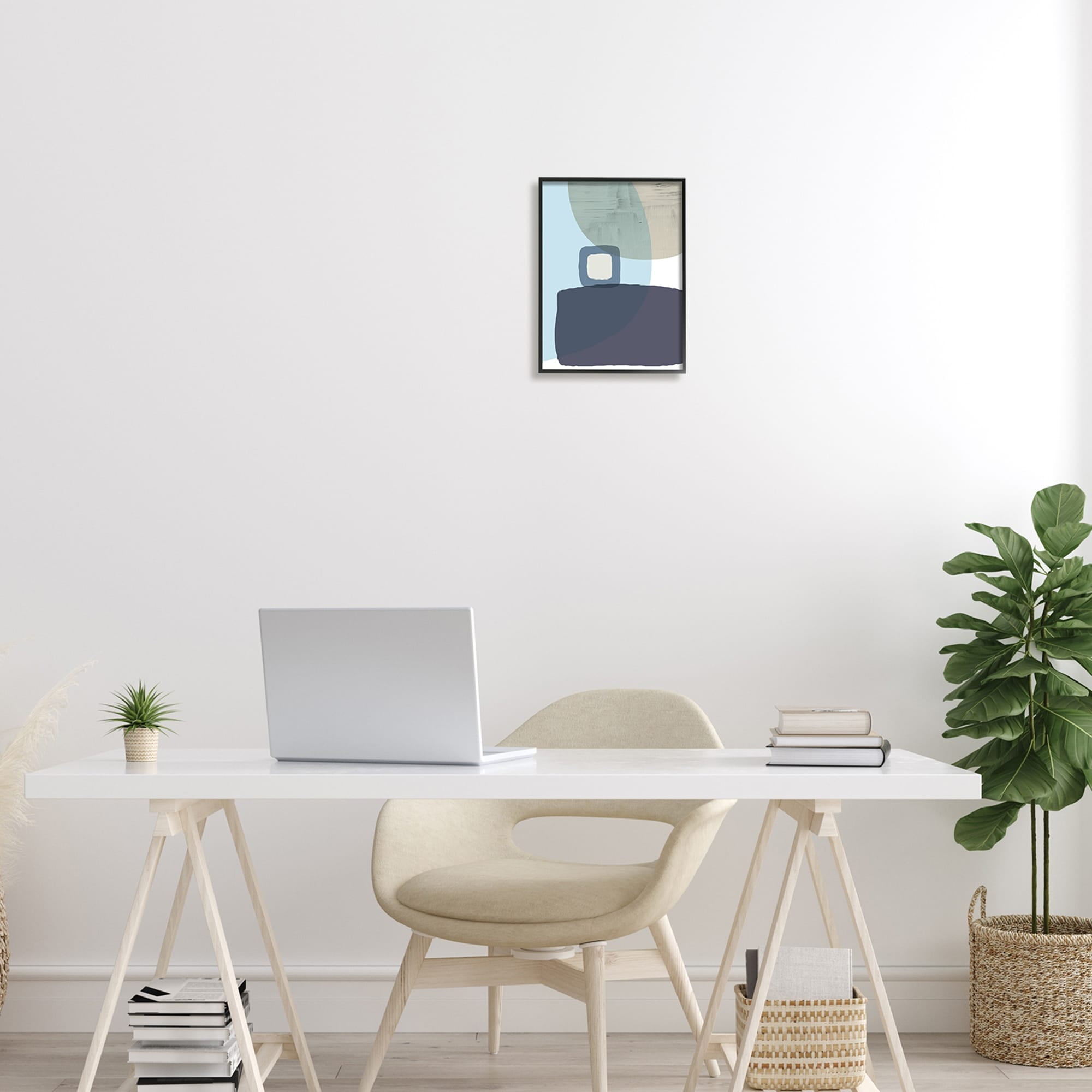Stupell Industries Modern Contemporary Sleek Blue Geometric Shapes Framed Wall Art, 11 x 14, Design by Urban Epiphany
