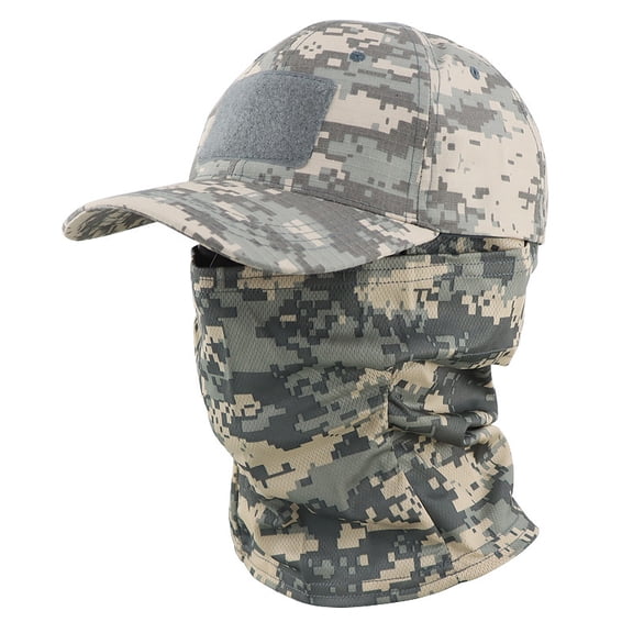 Hunting Camouflage Tactical Baseball Cap with Mesh Balaclava - Sun Protection Windproof Headwear for Outdoor Activities