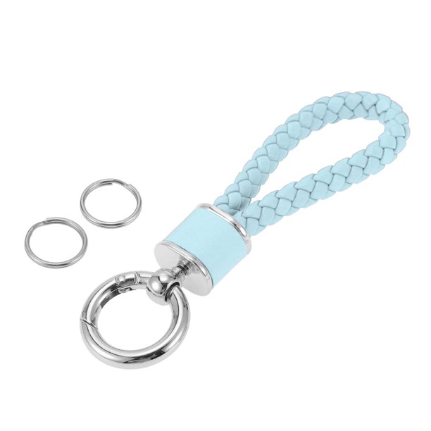 Llavero de Bargains Únicos, llavero universal con anillo para llaveros para mujeres, cuero sintético azul claro tono plateado