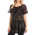 thumbnail image 4 of Sakkas Parisa Casual Summer Short Sleeve Top Blouse with Corset and Embroidery - Black - One Size, 4 of 5